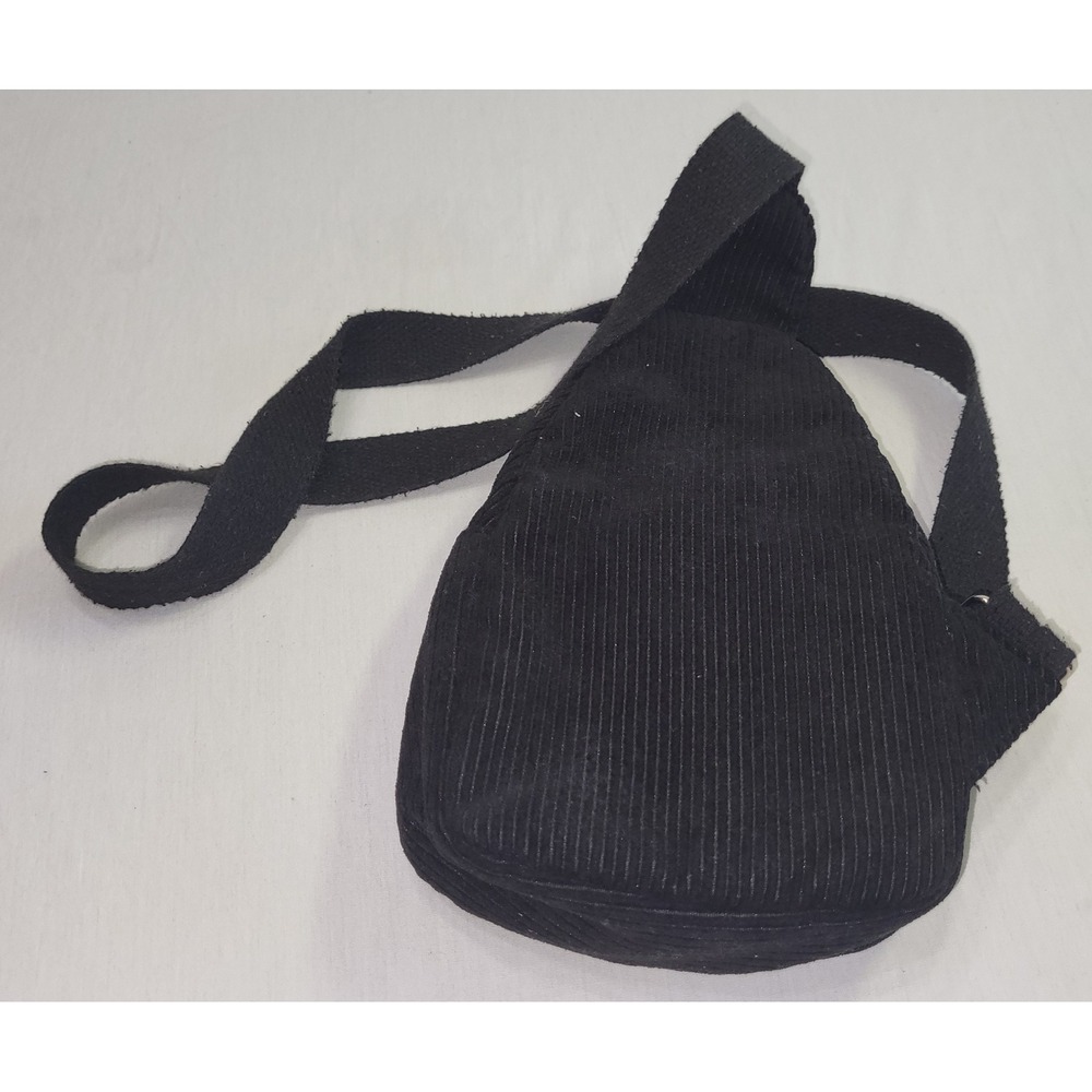 Black Corduroy Mini‎ Crossbody Backpack Adjustable Strap Fashion Sling Bag